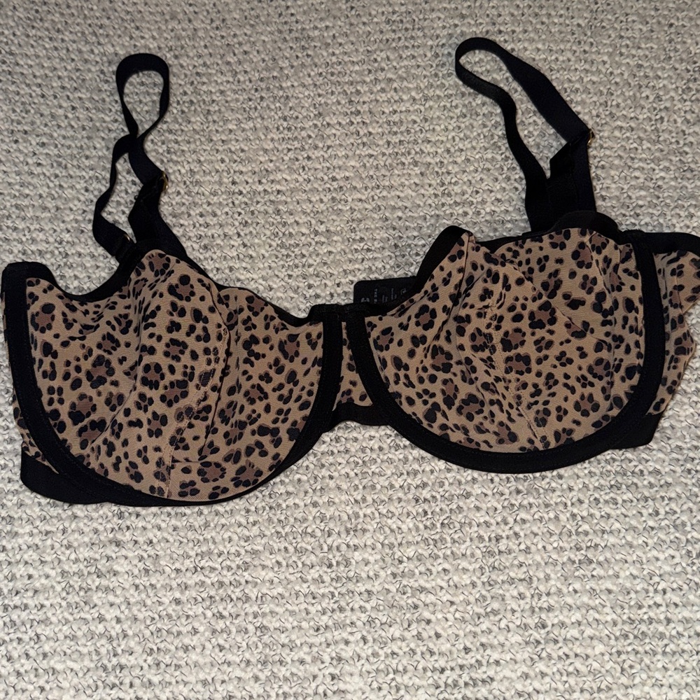 CUUP The Balconette Mesh Leopard Bra Size 38D